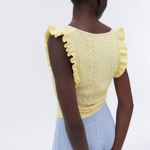 ZARA Ruffled Cable Knit Top - Size M (fits like a S)